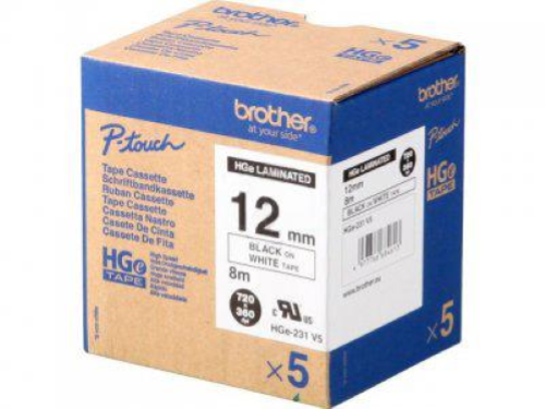 BROTHER HGE231V5 12mm 5PZ BK SU BIANCO